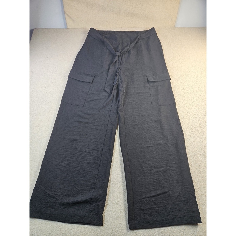 Carole Wren Women's XL Black Wide Leg Cargo Pants Pull On Lightweight Casual